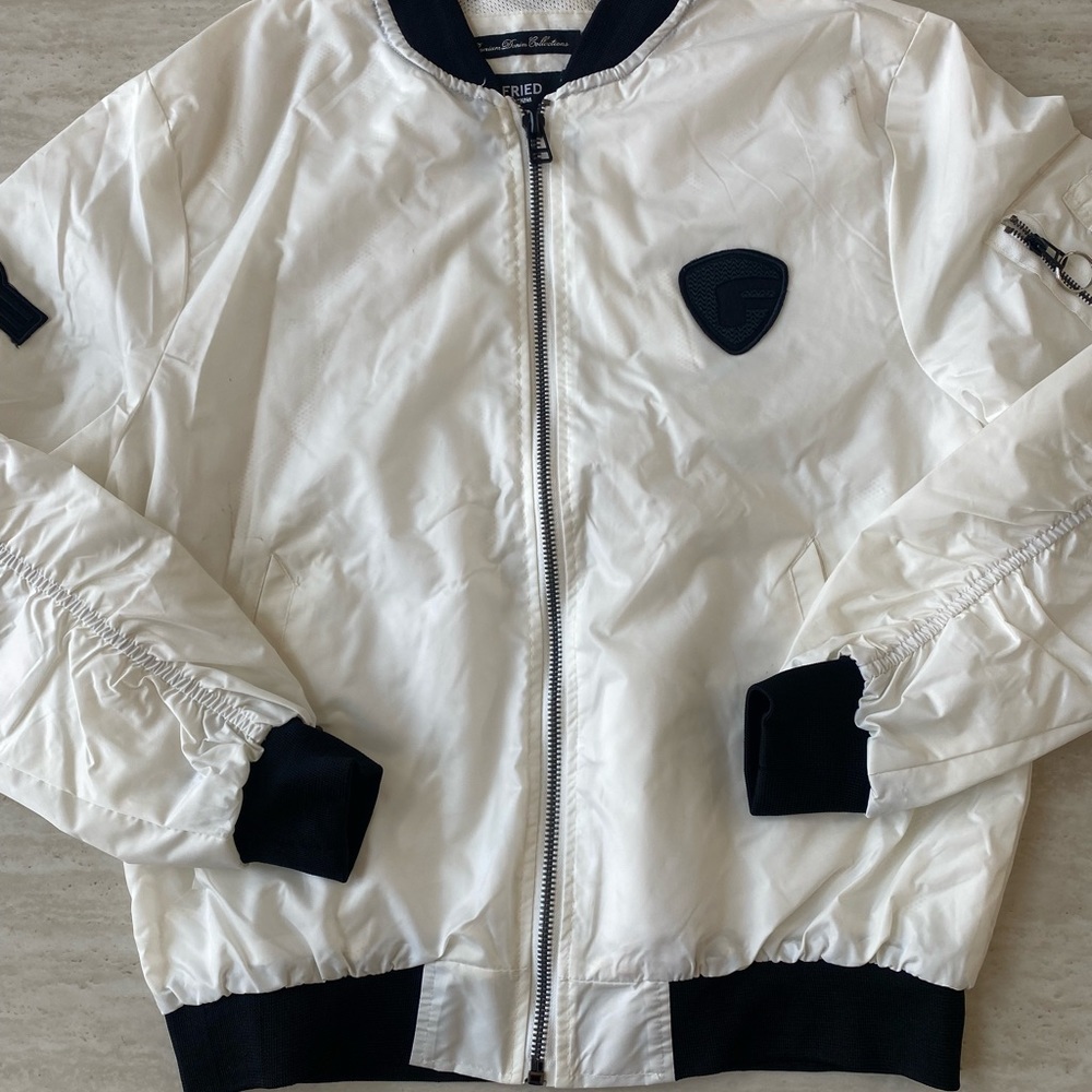 FRIED Mens white Bomber jacket L